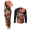 Personalised Australia Frilled Lizard Couples Matching Tank Maxi Dress and Long Sleeve Button Shirt Aboriginal Art