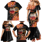 Personalised Australia Frilled Lizard Family Matching Mermaid Dress and Hawaiian Shirt Aboriginal Art