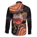 Personalised Australia Frilled Lizard Family Matching Off Shoulder Maxi Dress and Hawaiian Shirt Aboriginal Art