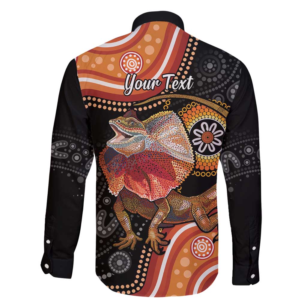 Personalised Australia Frilled Lizard Family Matching Off Shoulder Short Dress and Hawaiian Shirt Aboriginal Art