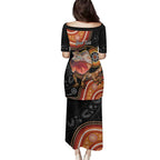 Personalised Australia Frilled Lizard Family Matching Puletasi and Hawaiian Shirt Aboriginal Art