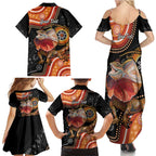 Personalised Australia Frilled Lizard Family Matching Summer Maxi Dress and Hawaiian Shirt Aboriginal Art
