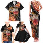 Personalised Australia Frilled Lizard Family Matching Tank Maxi Dress and Hawaiian Shirt Aboriginal Art