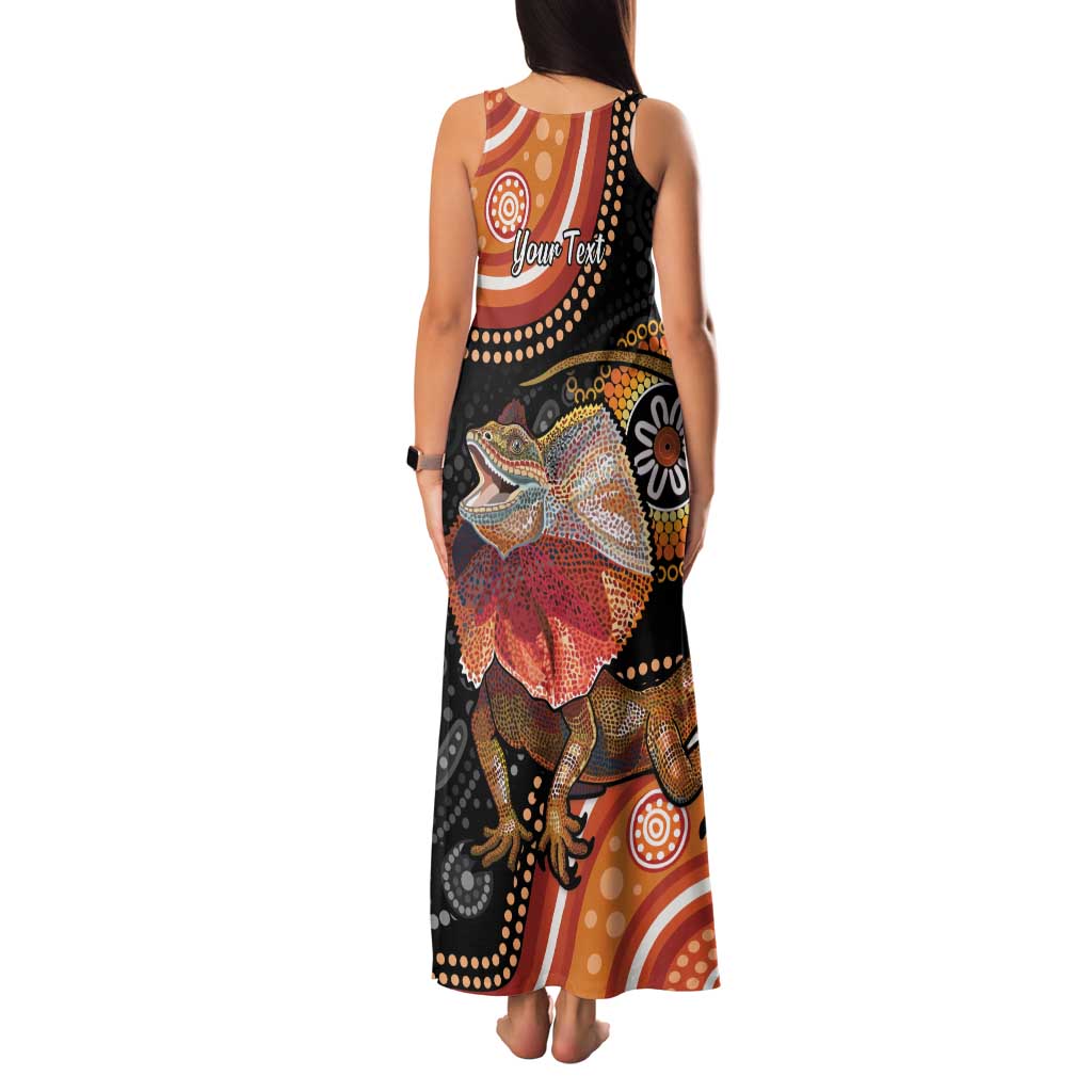Personalised Australia Frilled Lizard Family Matching Tank Maxi Dress and Hawaiian Shirt Aboriginal Art