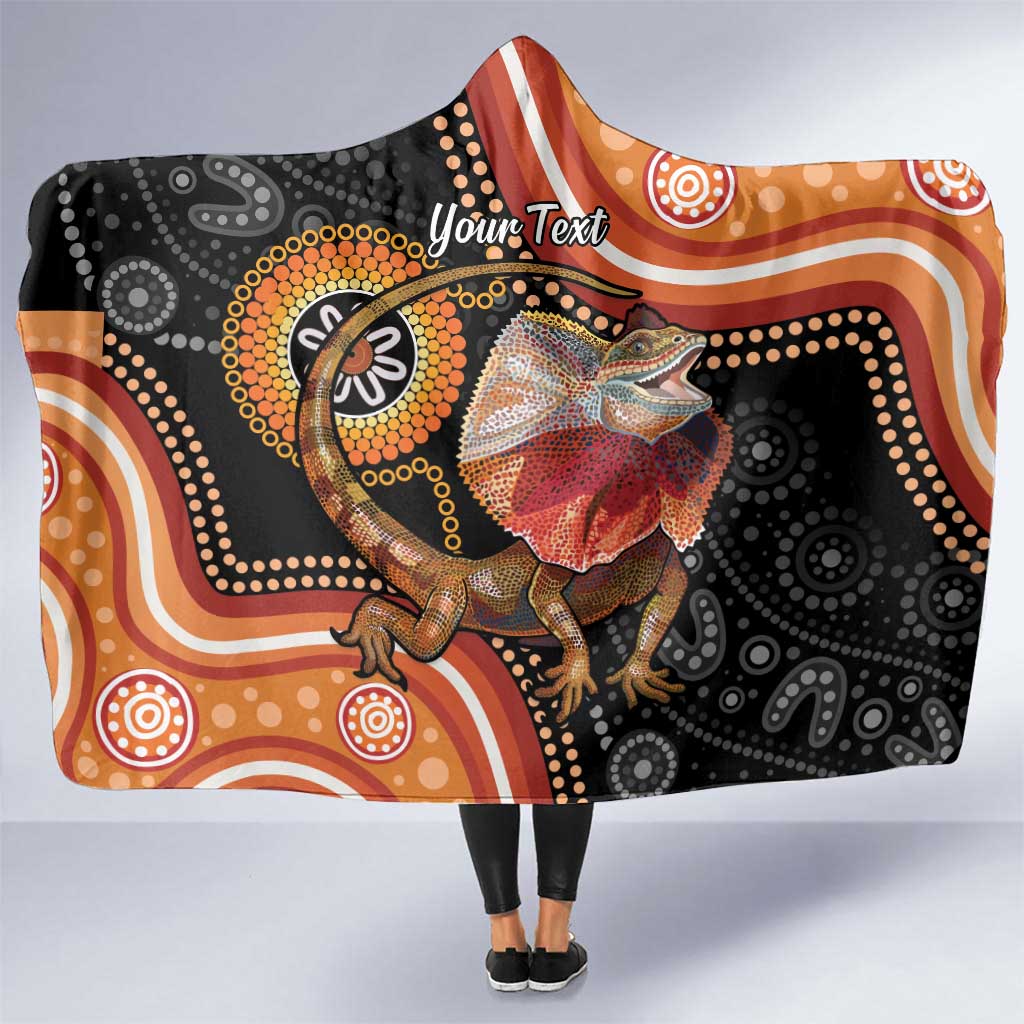 Personalised Australia Frilled Lizard Hooded Blanket Aboriginal Art