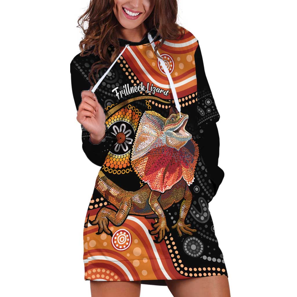 Personalised Australia Frilled Lizard Hoodie Dress Aboriginal Art