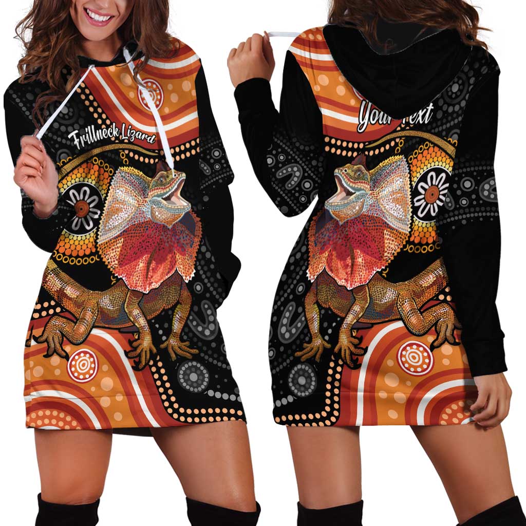 Personalised Australia Frilled Lizard Hoodie Dress Aboriginal Art