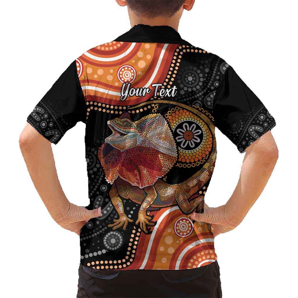 Personalised Australia Frilled Lizard Kid Hawaiian Shirt Aboriginal Art