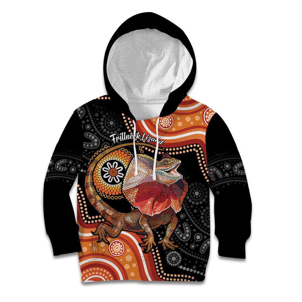 Personalised Australia Frilled Lizard Kid Hoodie Aboriginal Art