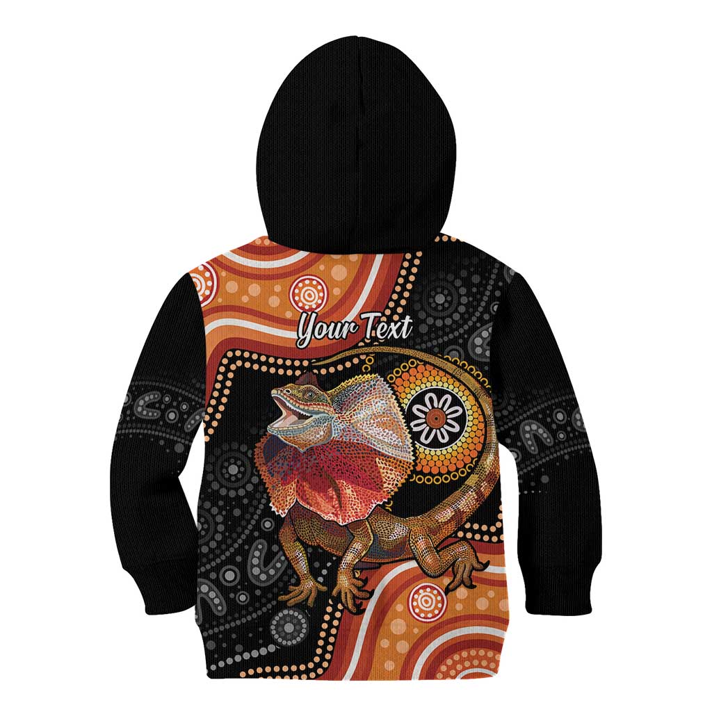 Personalised Australia Frilled Lizard Kid Hoodie Aboriginal Art