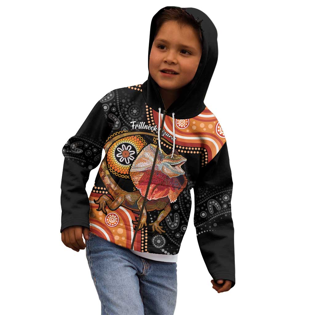 Personalised Australia Frilled Lizard Kid Hoodie Aboriginal Art