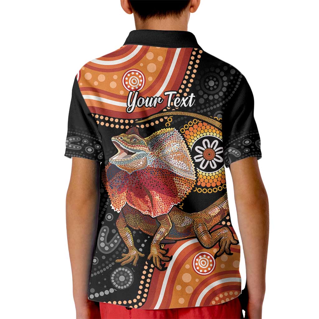 Personalised Australia Frilled Lizard Kid Polo Shirt Aboriginal Art