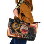 Personalised Australia Frilled Lizard Leather Tote Bag Aboriginal Art