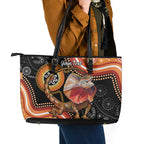 Personalised Australia Frilled Lizard Leather Tote Bag Aboriginal Art