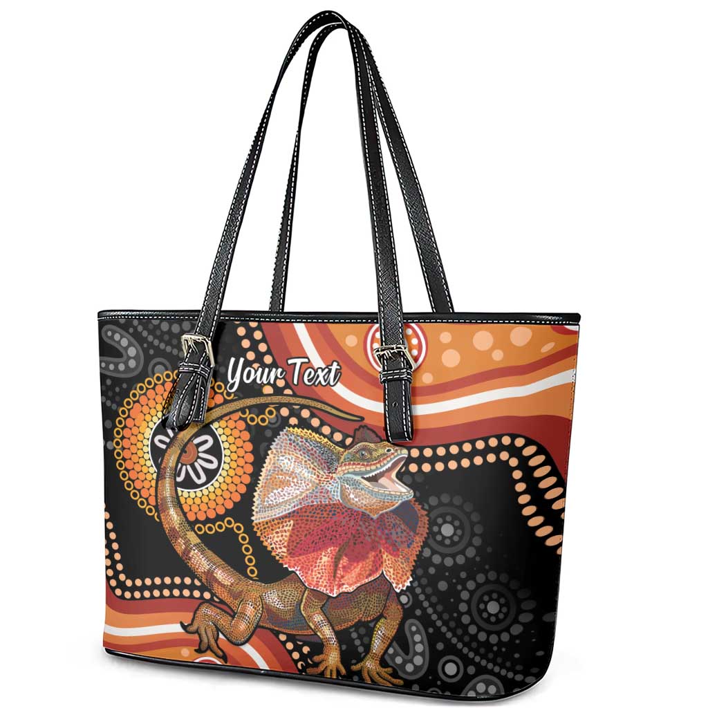 Personalised Australia Frilled Lizard Leather Tote Bag Aboriginal Art