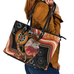 Personalised Australia Frilled Lizard Leather Tote Bag Aboriginal Art