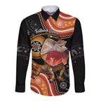 Personalised Australia Frilled Lizard Long Sleeve Button Shirt Aboriginal Art