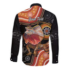 Personalised Australia Frilled Lizard Long Sleeve Button Shirt Aboriginal Art