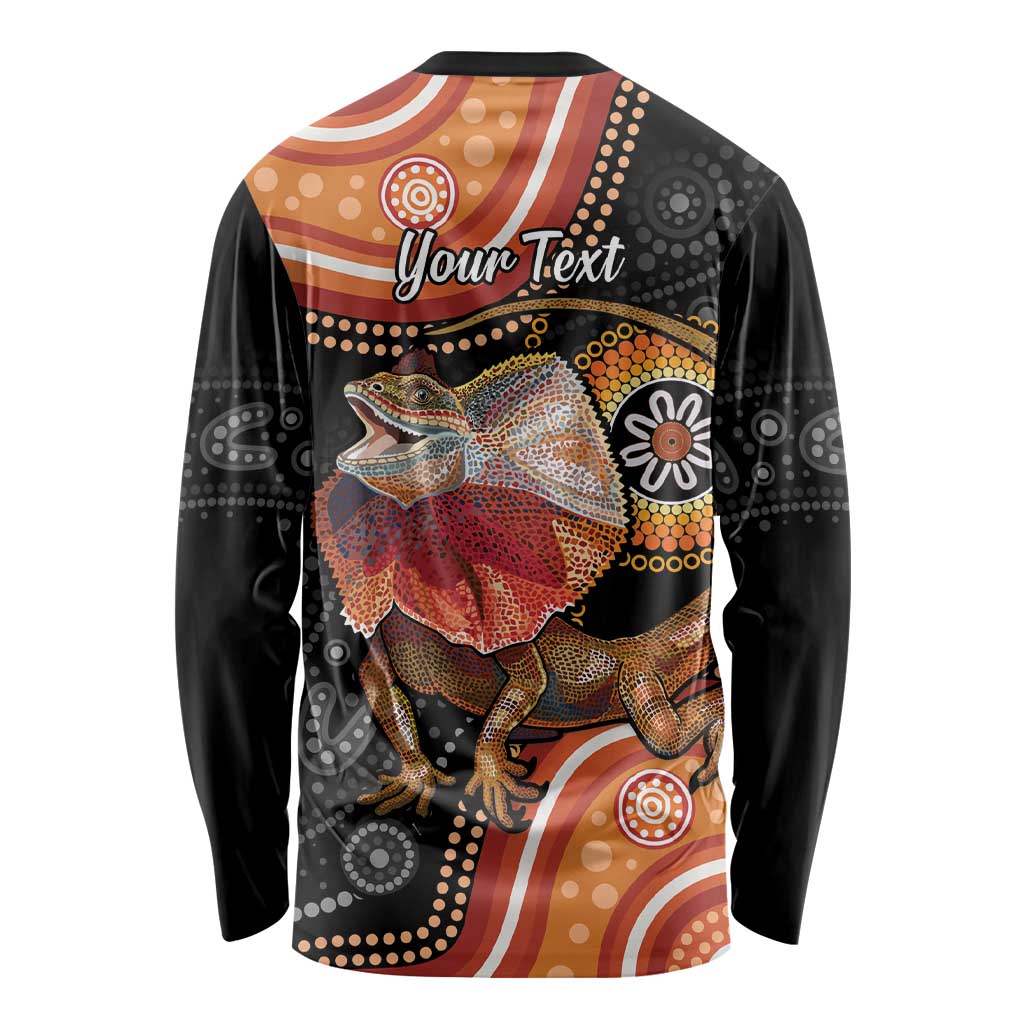 Personalised Australia Frilled Lizard Long Sleeve Shirt Aboriginal Art