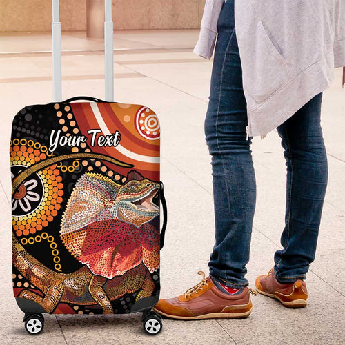 Personalised Australia Frilled Lizard Luggage Cover Aboriginal Art