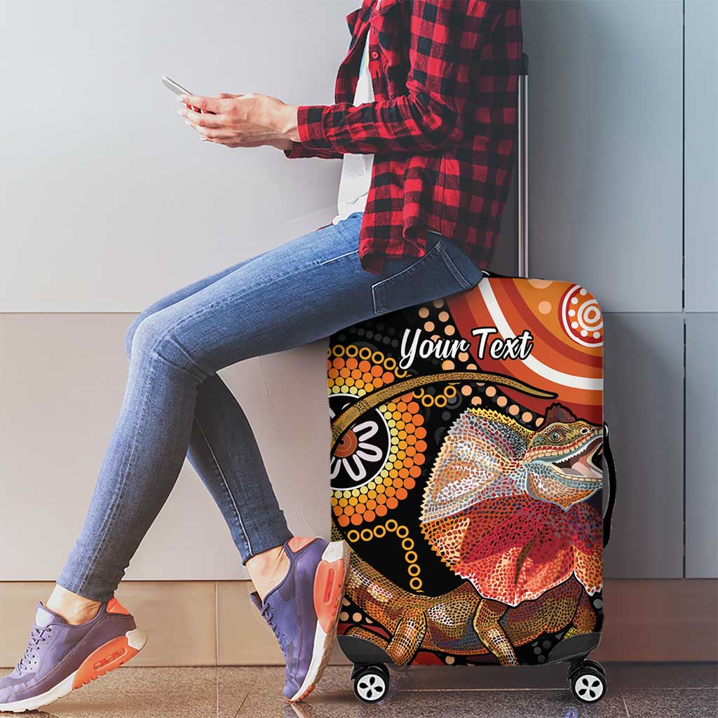 Personalised Australia Frilled Lizard Luggage Cover Aboriginal Art
