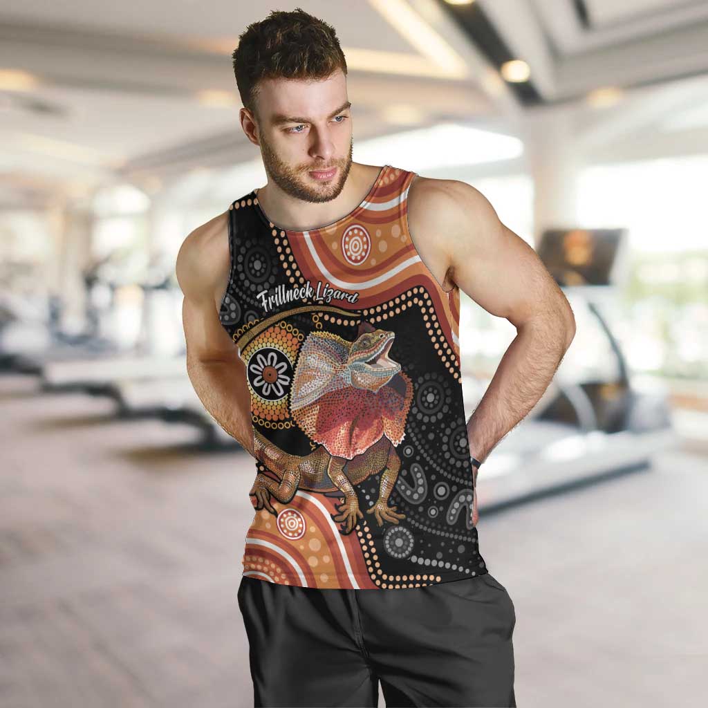 Personalised Australia Frilled Lizard Men Tank Top Aboriginal Art