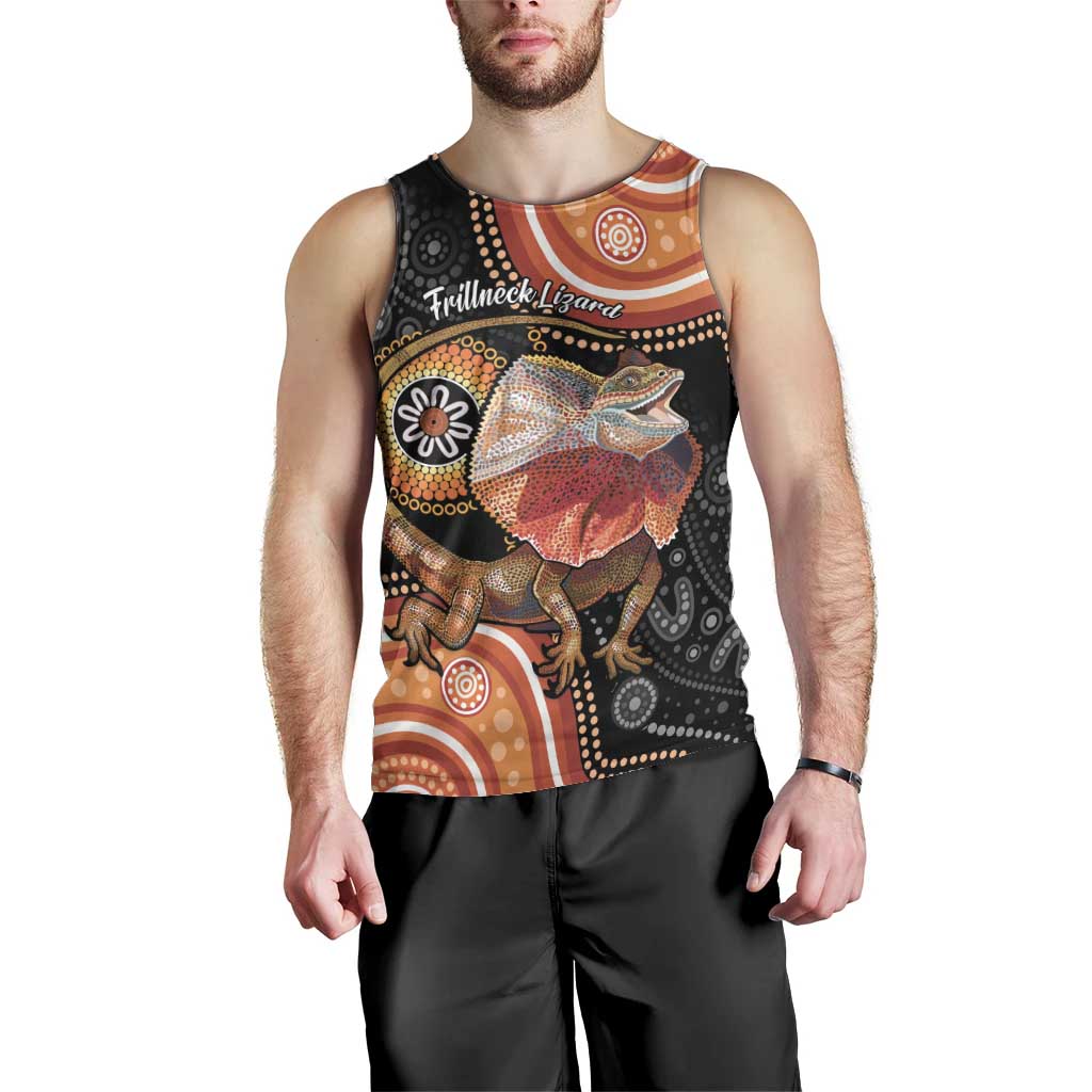 Personalised Australia Frilled Lizard Men Tank Top Aboriginal Art