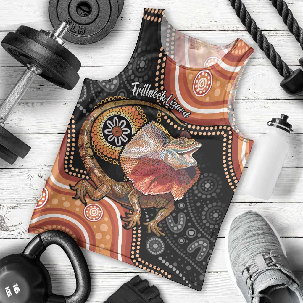 Personalised Australia Frilled Lizard Men Tank Top Aboriginal Art