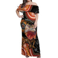 Personalised Australia Frilled Lizard Off Shoulder Maxi Dress Aboriginal Art