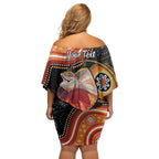 Personalised Australia Frilled Lizard Off Shoulder Short Dress Aboriginal Art