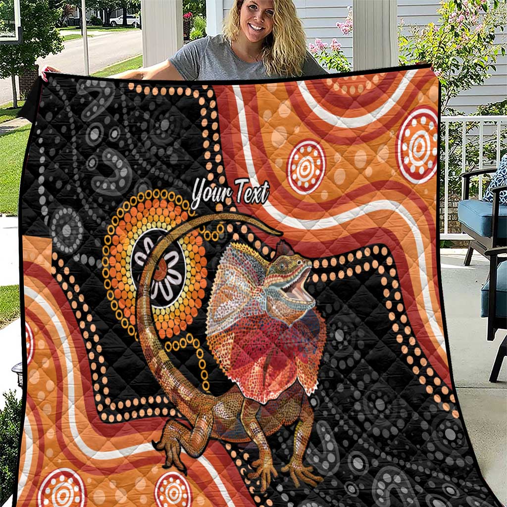 Personalised Australia Frilled Lizard Quilt Aboriginal Art