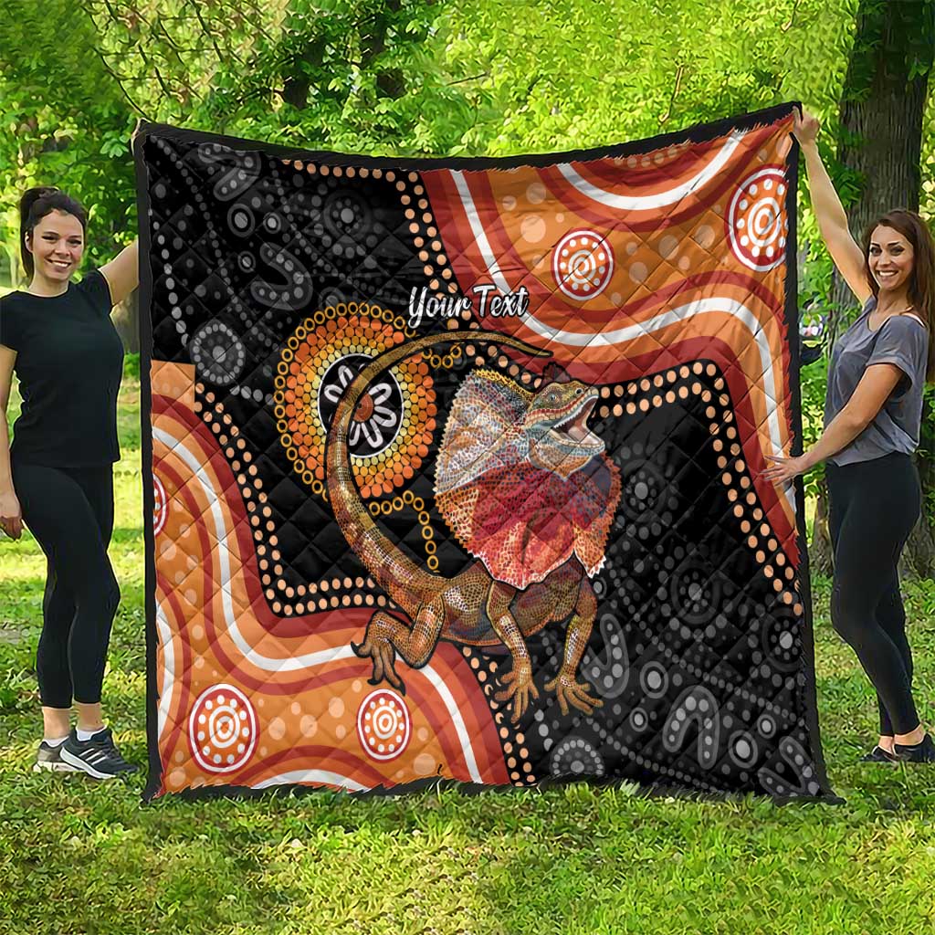 Personalised Australia Frilled Lizard Quilt Aboriginal Art