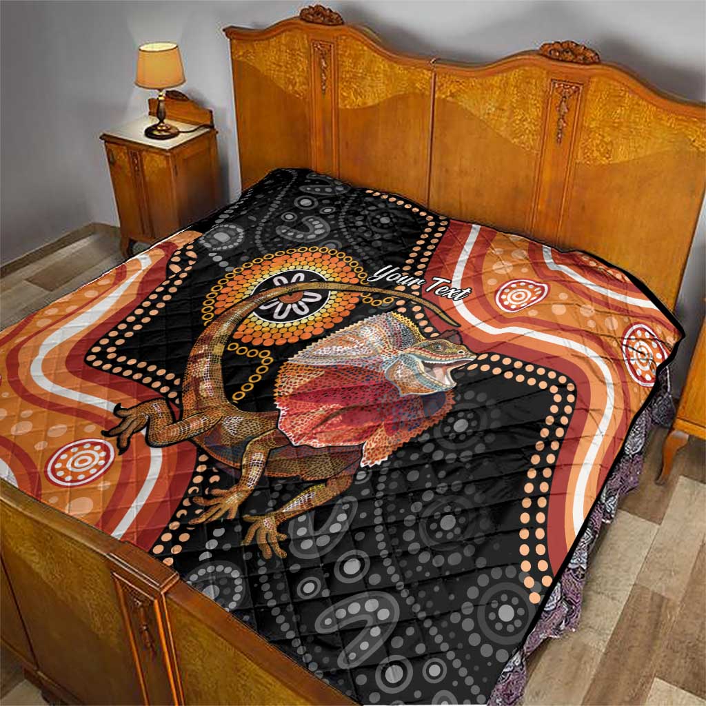 Personalised Australia Frilled Lizard Quilt Aboriginal Art
