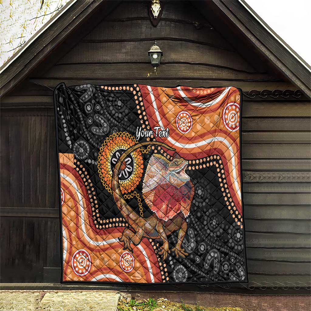 Personalised Australia Frilled Lizard Quilt Aboriginal Art