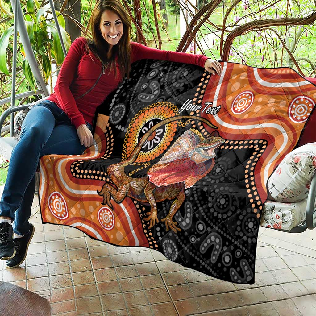 Personalised Australia Frilled Lizard Quilt Aboriginal Art