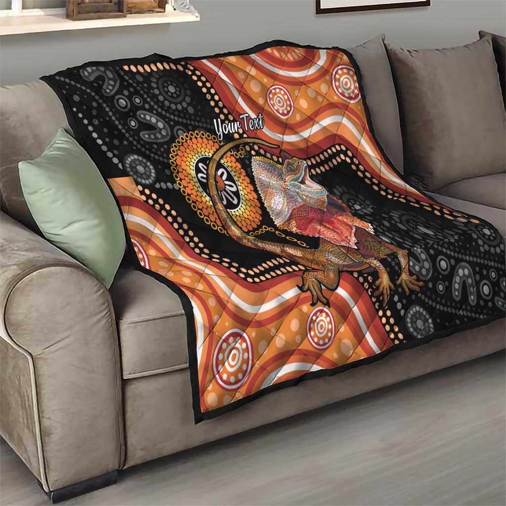 Personalised Australia Frilled Lizard Quilt Aboriginal Art