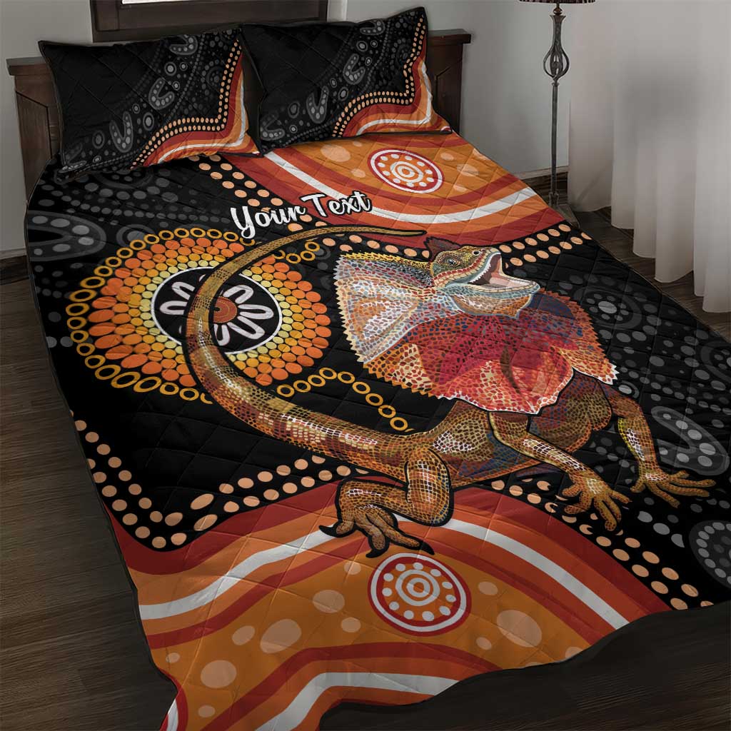 Personalised Australia Frilled Lizard Quilt Bed Set Aboriginal Art