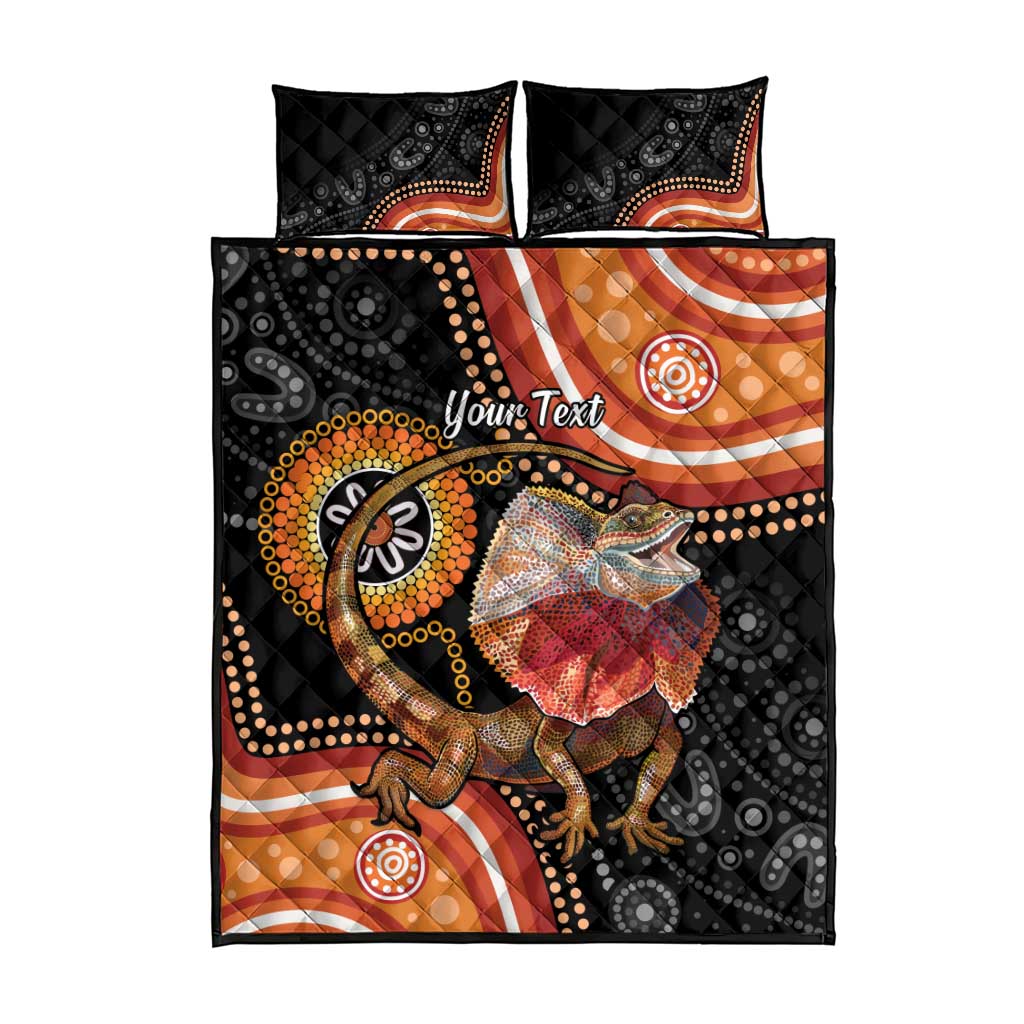Personalised Australia Frilled Lizard Quilt Bed Set Aboriginal Art