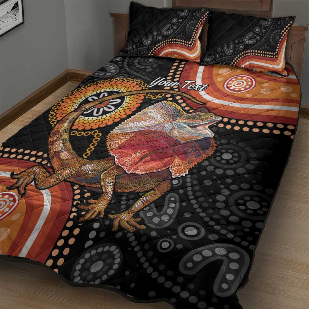 Personalised Australia Frilled Lizard Quilt Bed Set Aboriginal Art