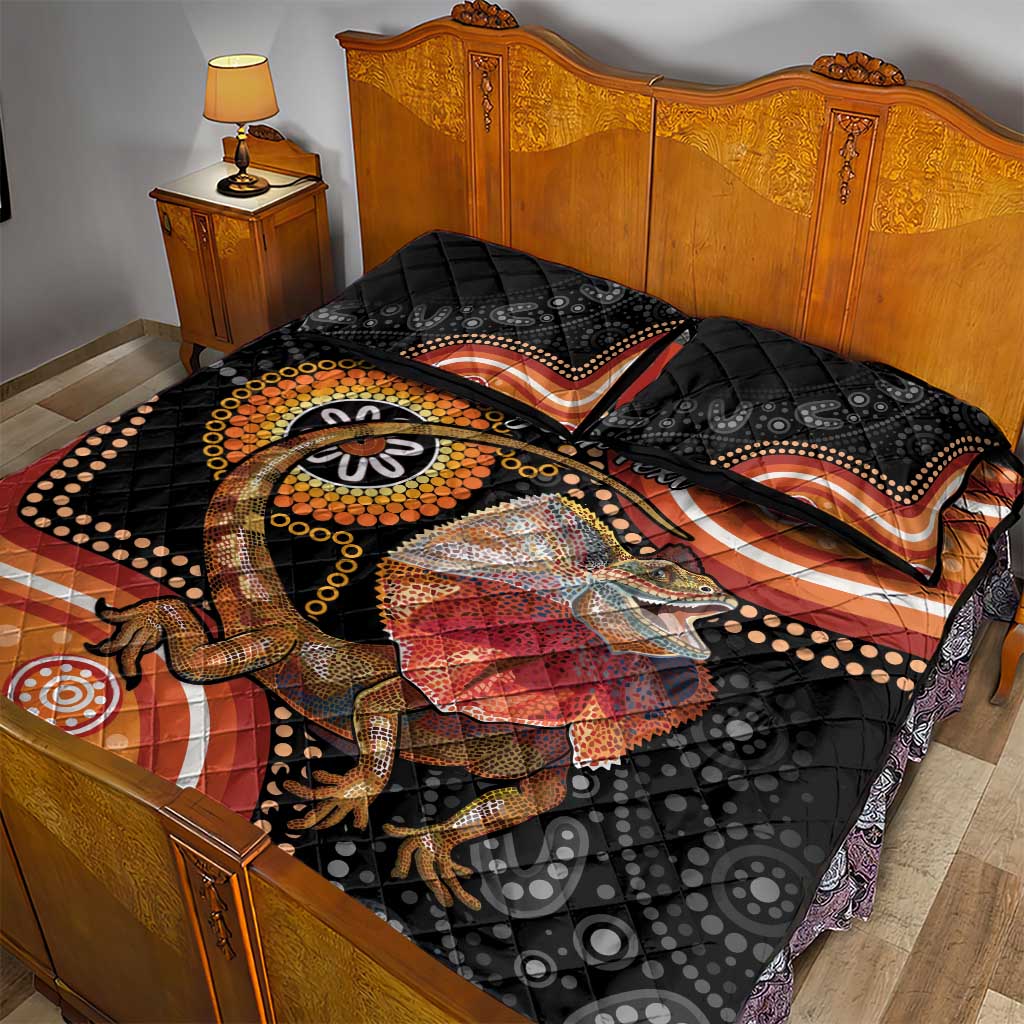 Personalised Australia Frilled Lizard Quilt Bed Set Aboriginal Art