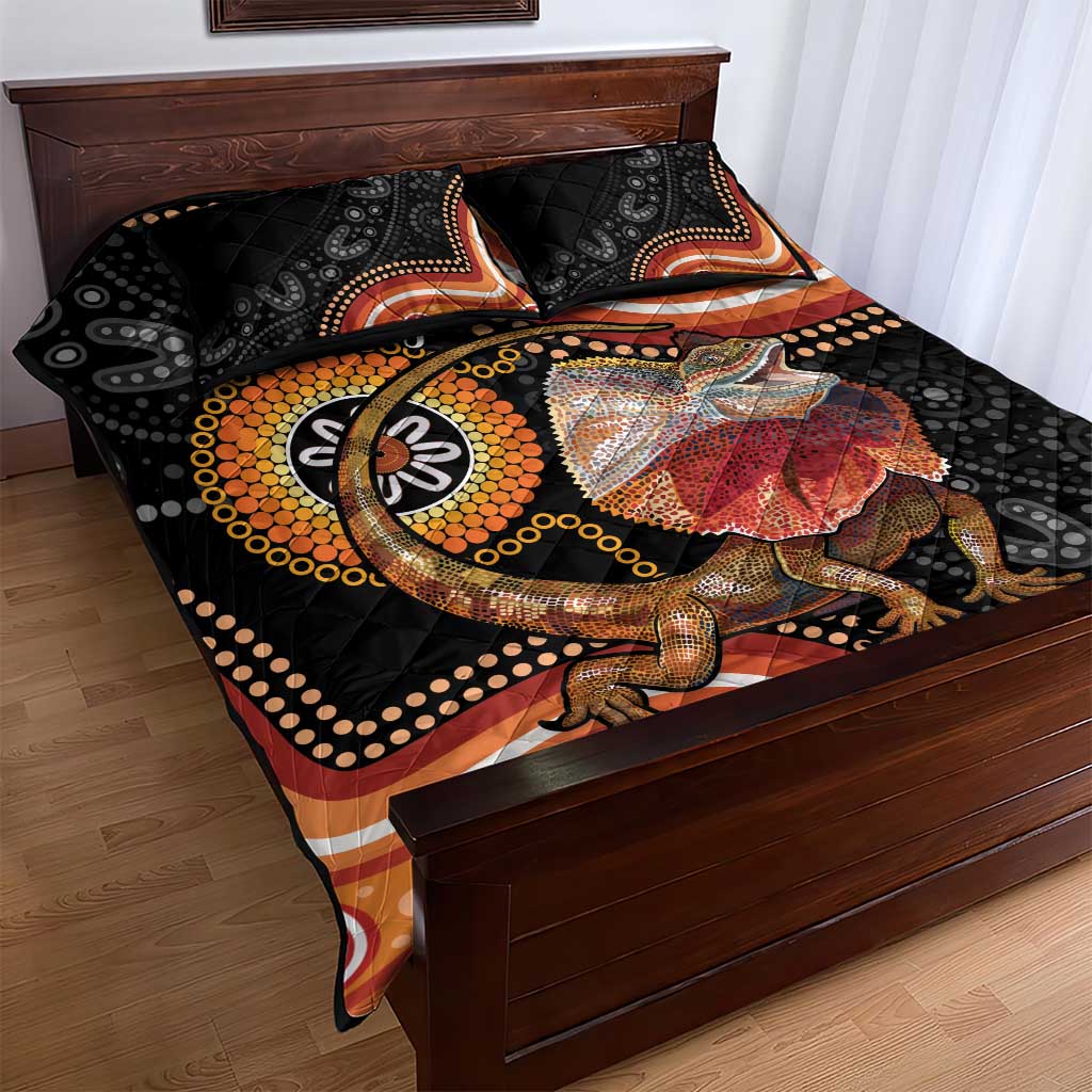 Personalised Australia Frilled Lizard Quilt Bed Set Aboriginal Art