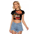 Personalised Australia Frilled Lizard Raglan Cropped T Shirt Aboriginal Art