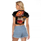 Personalised Australia Frilled Lizard Raglan Cropped T Shirt Aboriginal Art
