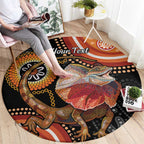 Personalised Australia Frilled Lizard Round Carpet Aboriginal Art