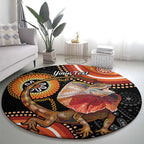 Personalised Australia Frilled Lizard Round Carpet Aboriginal Art