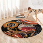 Personalised Australia Frilled Lizard Round Carpet Aboriginal Art
