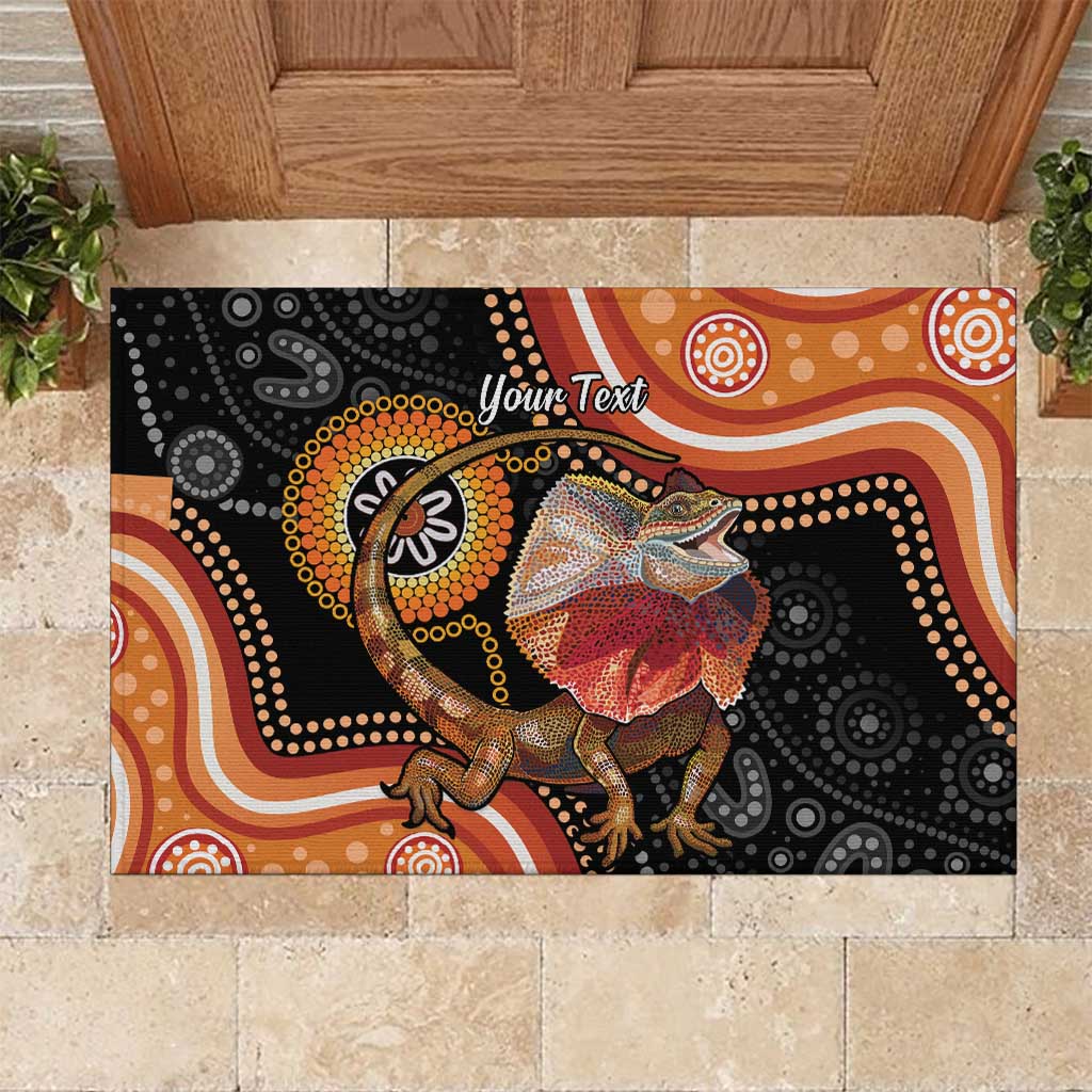 Personalised Australia Frilled Lizard Rubber Doormat Aboriginal Art