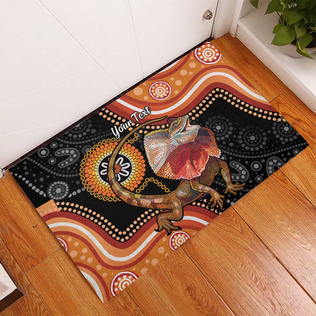 Personalised Australia Frilled Lizard Rubber Doormat Aboriginal Art