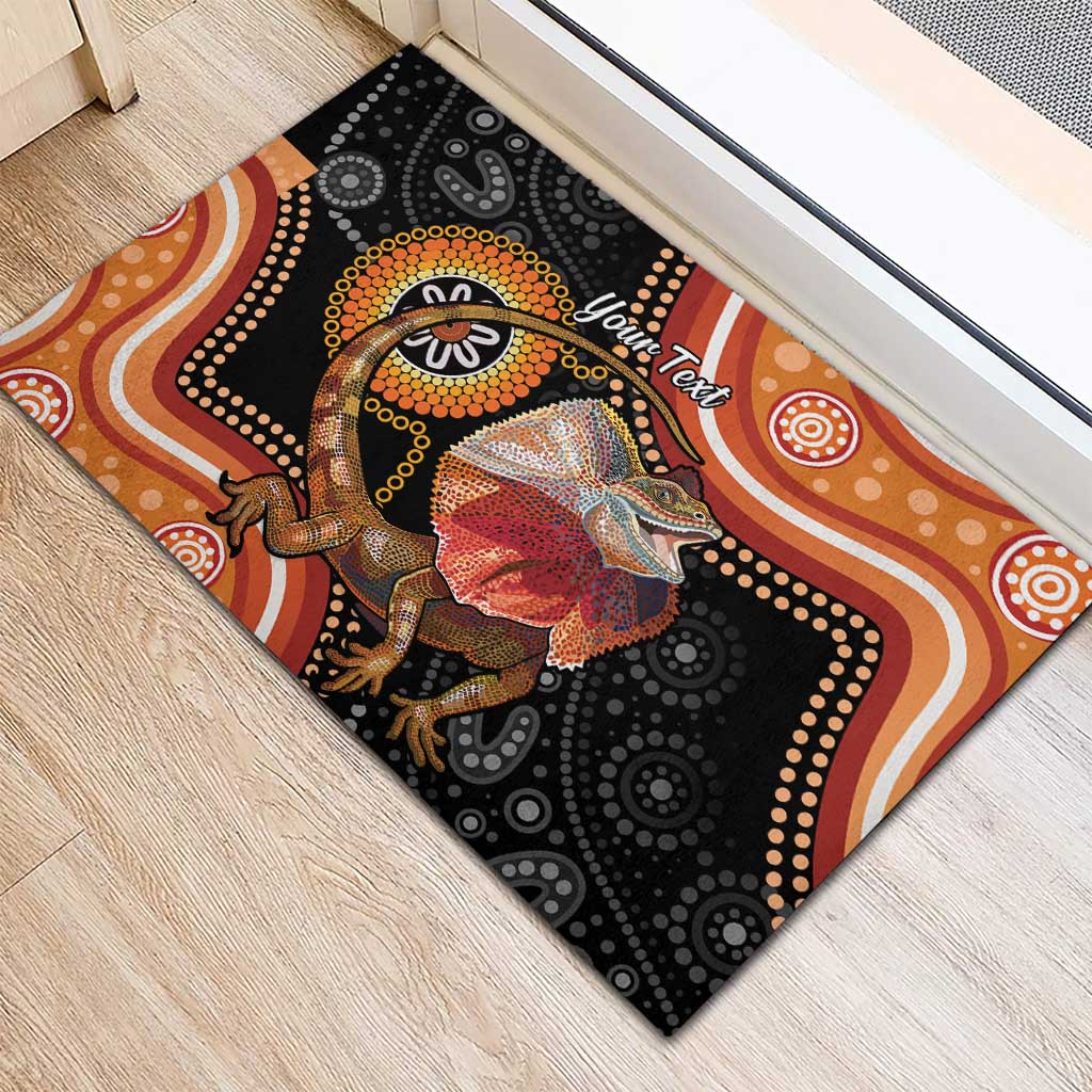 Personalised Australia Frilled Lizard Rubber Doormat Aboriginal Art
