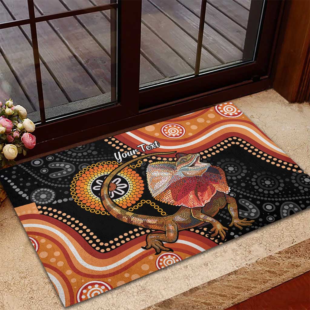 Personalised Australia Frilled Lizard Rubber Doormat Aboriginal Art